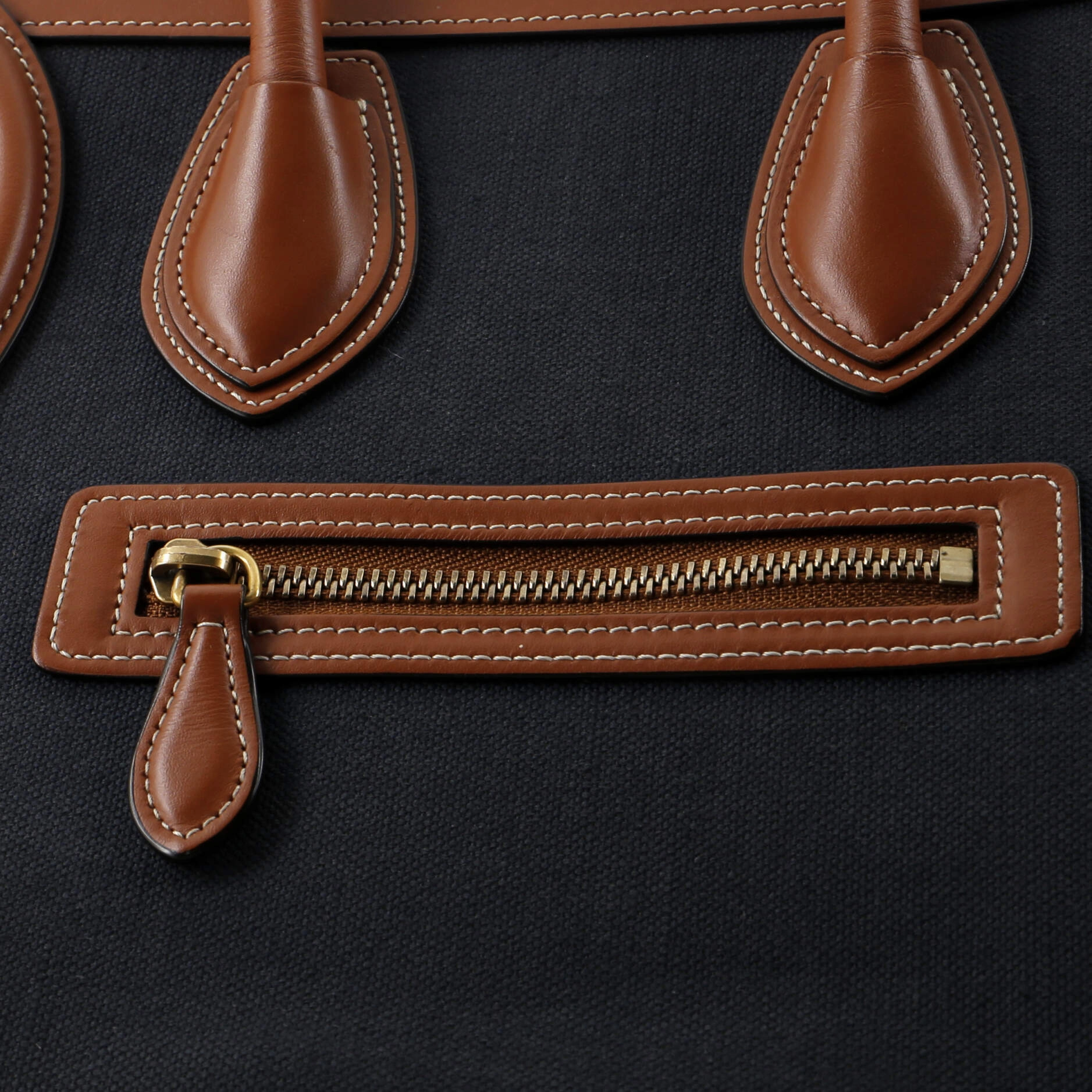 Bicolor Luggage Bag Canvas and Leather Nano