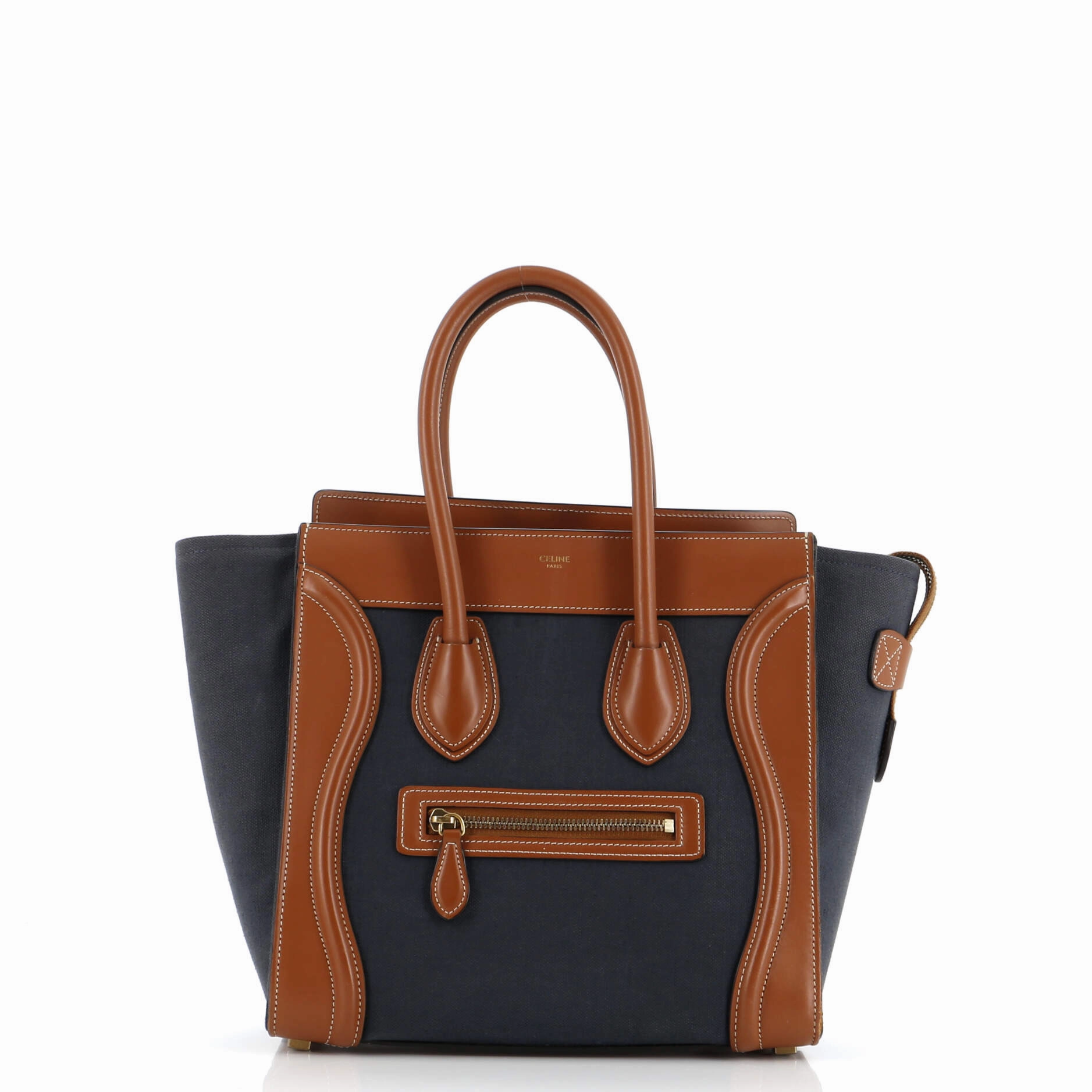 Bicolor Luggage Bag Canvas and Leather Nano