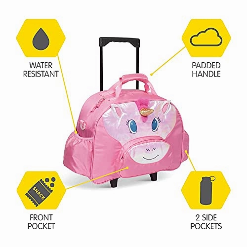 Bixbee Kids Rolling Suitcase and Backpack Set, Shark Luggage for Girls & Boys with Wheels, Telescoping Handle, Adjustable Straps and Pockets - Carry On Bag & Backpack for Airport & Travel Set of 2