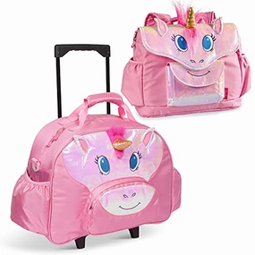 Bixbee Kids Rolling Suitcase and Backpack Set, Shark Luggage for Girls & Boys with Wheels, Telescoping Handle, Adjustable Straps and Pockets - Carry On Bag & Backpack for Airport & Travel Set of 2