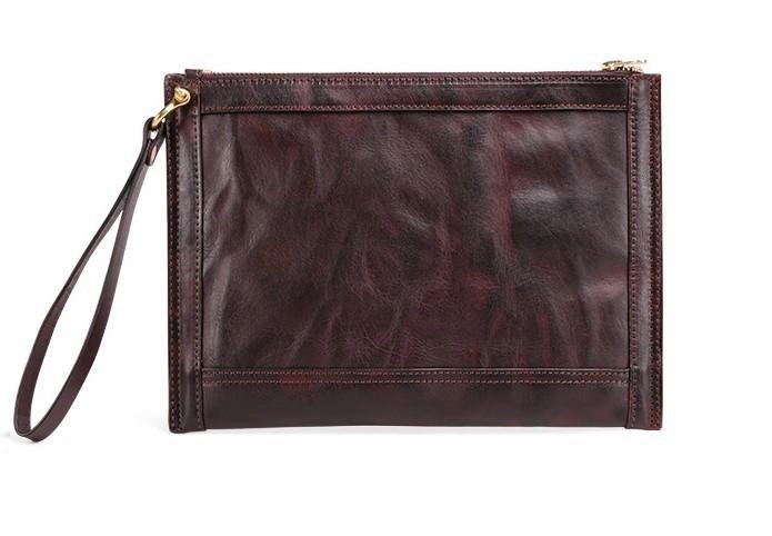 BLACK Coffee MENS LEATHER SLIM ZIPPER CLUTCH WRISTLET PURSE BAG CLUTCH BAG FOR MEN