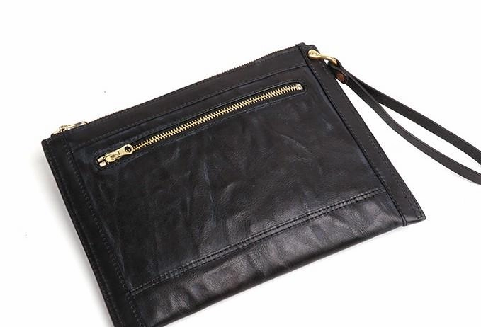 BLACK Coffee MENS LEATHER SLIM ZIPPER CLUTCH WRISTLET PURSE BAG CLUTCH BAG FOR MEN
