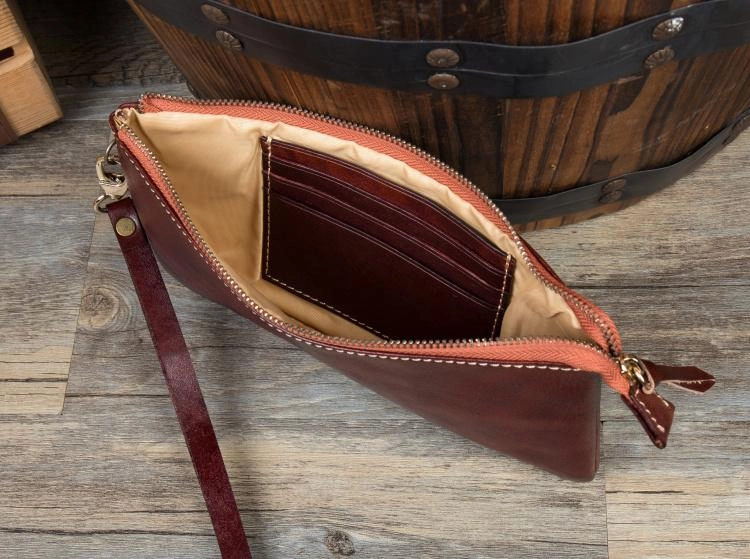 Black Cool Mens long Wallet Wristlet Bag Clutch Bag Red Brown Long Wallets for Men