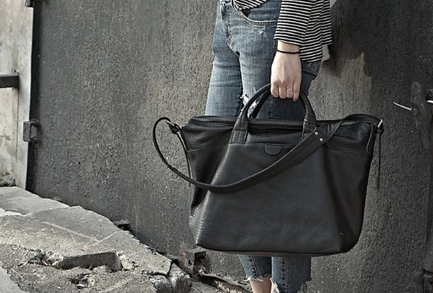 Black Fashion Leather Handbag Work Bag Shoulder Bag Purse For Women