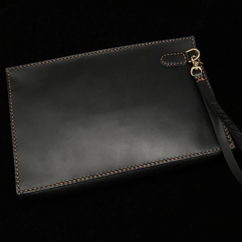 Black Handmade Tooled Leather Mahkla Clutch Wallet Wristlet Bag Clutch Purse For Men