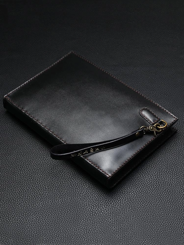 Black Handmade Tooled Leather Mahkla Clutch Wallet Wristlet Bag Clutch Purse For Men