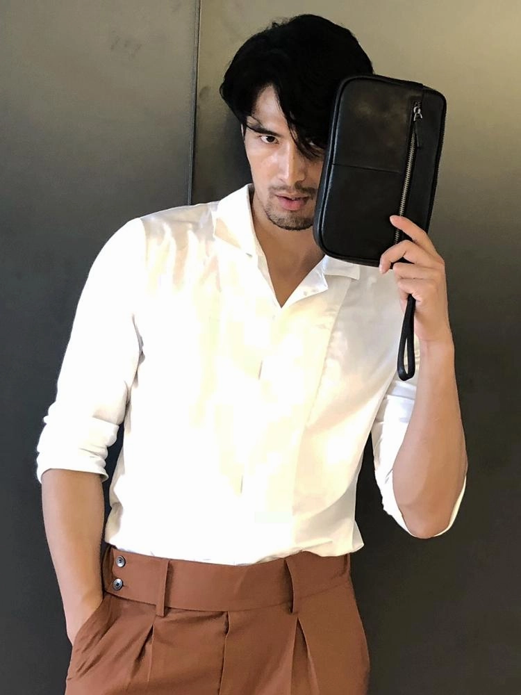 Black Leather Mens Long Zipper Clutch Wallet Wristlet Bag Long Wallet Phone Clutch Wallet for Men