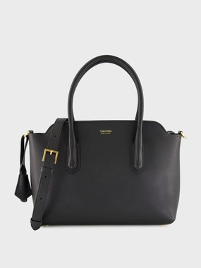Black Medium Grain Leather Handbag