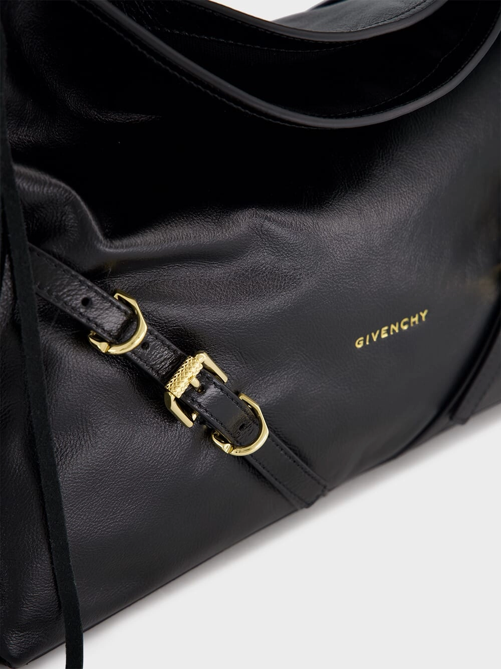 Black Voyou Medium Shoulder Bag with Fringes