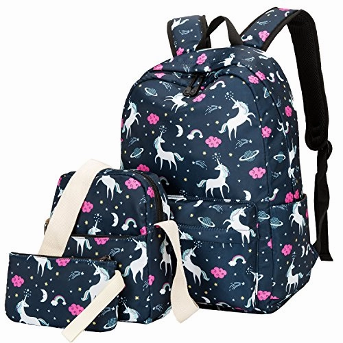 BLUBOON Teens Backpack Set Girls School Bags Kids Laptop Bookbags (Blue-T02)