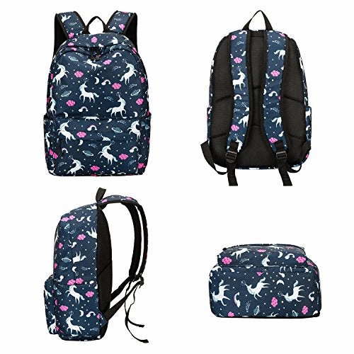 BLUBOON Teens Backpack Set Girls School Bags Kids Laptop Bookbags (Blue-T02)