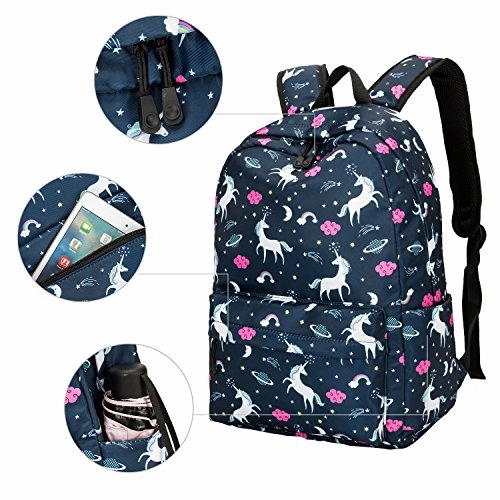 BLUBOON Teens Backpack Set Girls School Bags Kids Laptop Bookbags (Blue-T02)