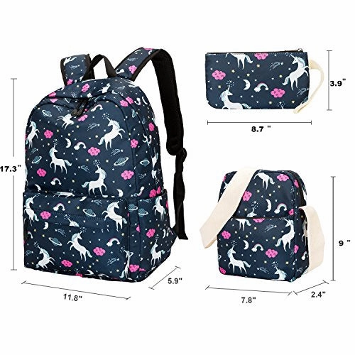 BLUBOON Teens Backpack Set Girls School Bags Kids Laptop Bookbags (Blue-T02)