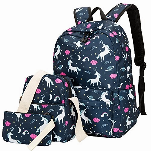 BLUBOON Teens Backpack Set Girls School Bags Kids Laptop Bookbags (Blue-T02)