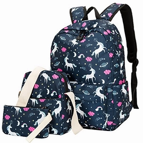 BLUBOON Teens Backpack Set Girls School Bags Kids Laptop Bookbags (Blue-T02)