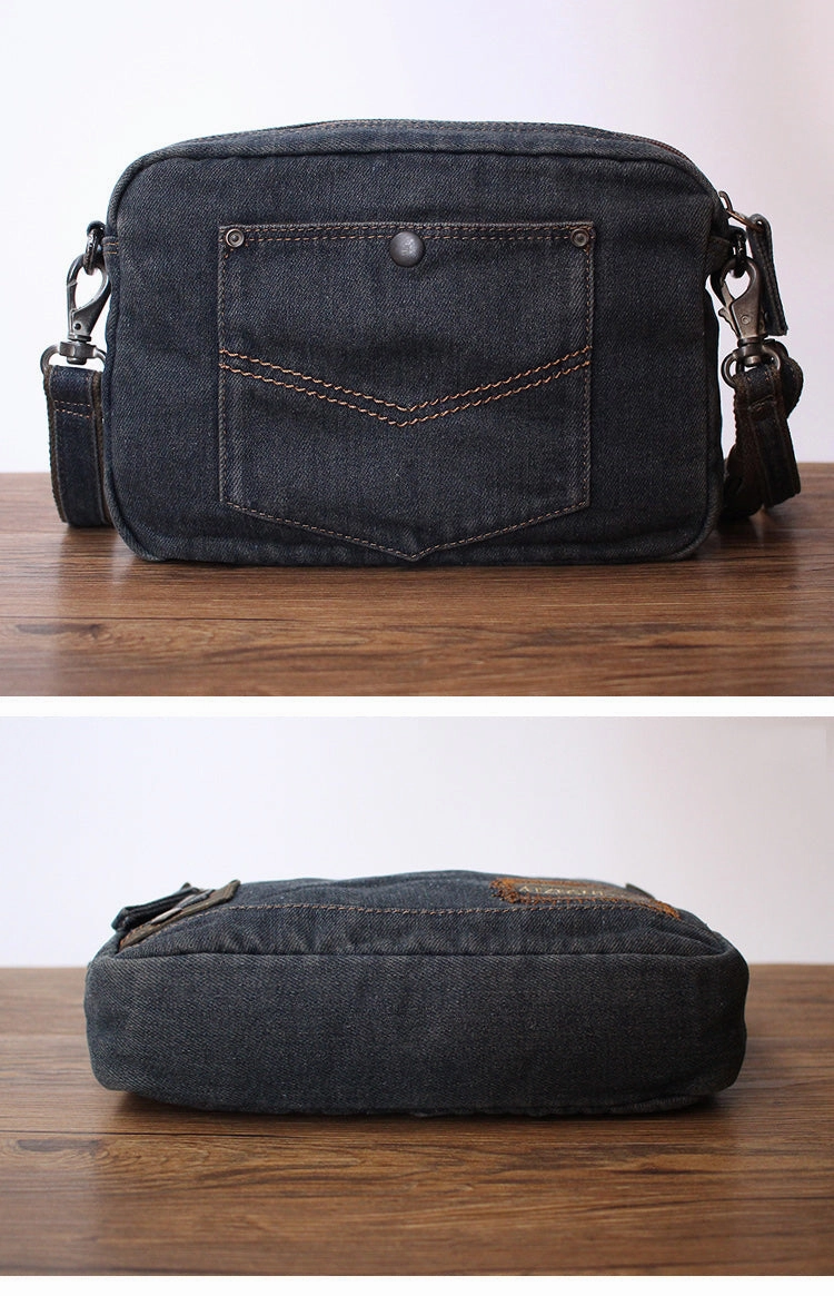 Blue Denim Mens Small Shoulder Bag Clutch bag Denim Small Messenger Bag For Men