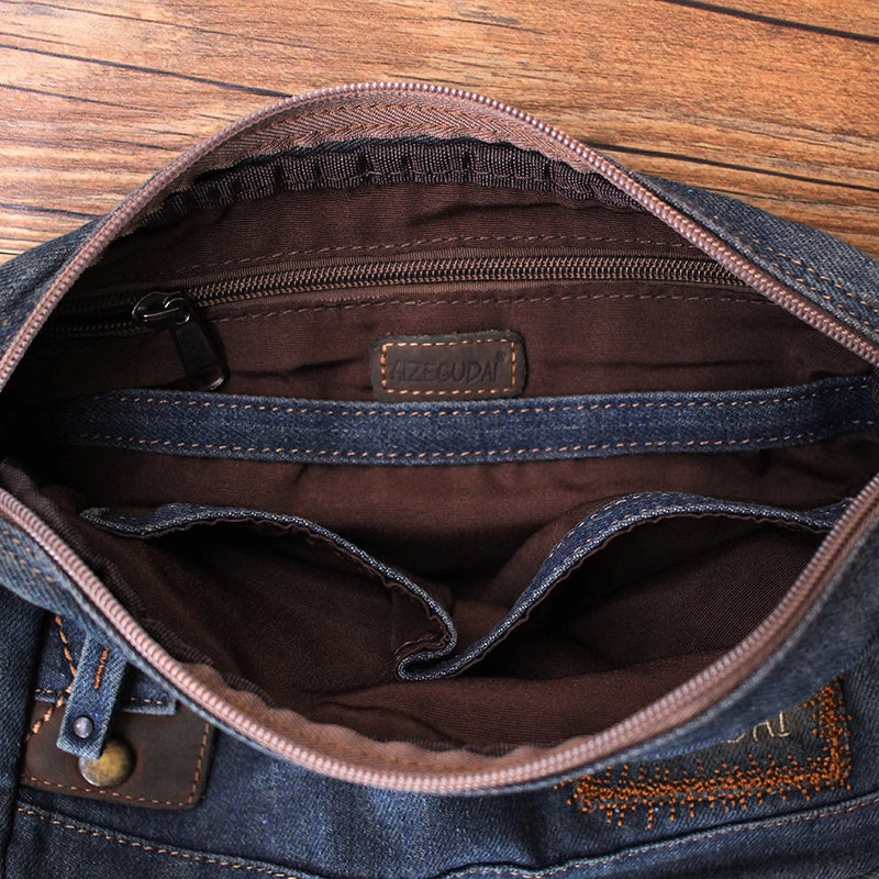Blue Denim Mens Small Shoulder Bag Clutch bag Denim Small Messenger Bag For Men
