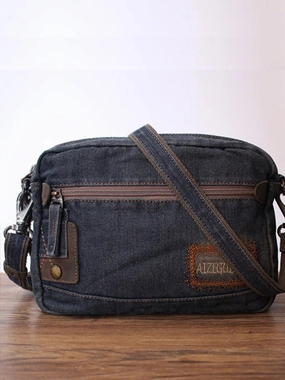 Blue Denim Mens Small Shoulder Bag Clutch bag Denim Small Messenger Bag For Men