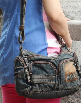 Blue Denim Mens Womens Side Bag Courier Bag Blue Jean Shoulder Bag Messenger Bag For Women
