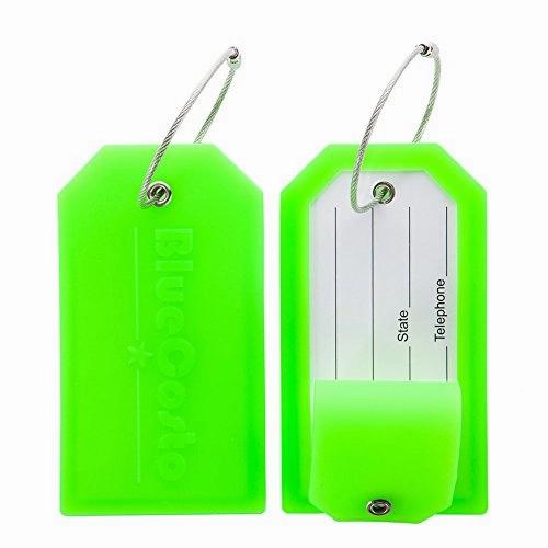 BlueCosto 2x Luggage Tags Suitcase Tag Bag Identifier ID Labels Office Travel Label - Green