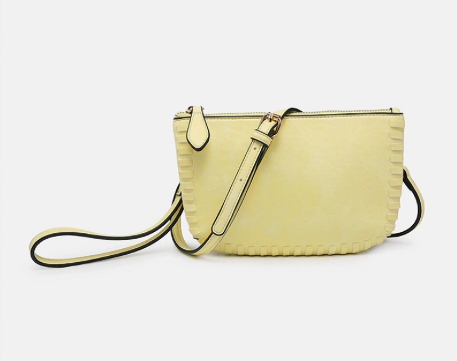Bonnie Vegan Whipstitch Clutch/crossbody Bag In Pale Yellow