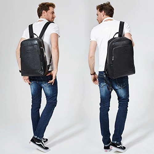 BOSTANTEN Leather Backpack School Laptop Travel Camping Computer Shoulder Bag Gym Sports