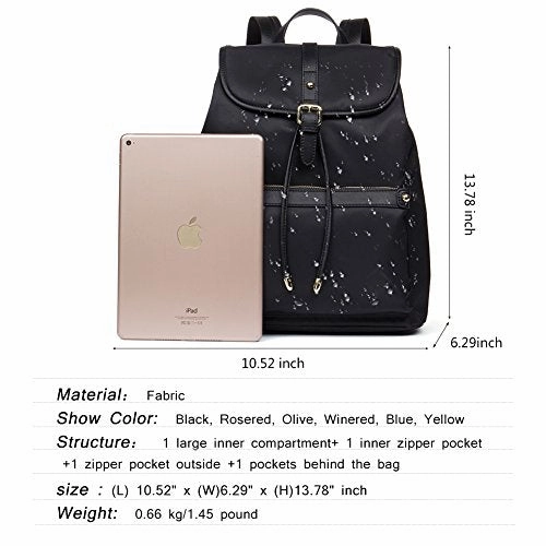 Bostanten Waterproof Backpack Purse Laptop Travel Backpacks School Nylon Bag For Women Black