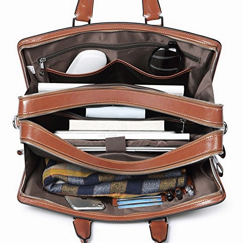 BOSTANTEN Women Genuine Leather Briefcase Tote Business Vintage Handbag 15.6" Laptop Shoulder Bag