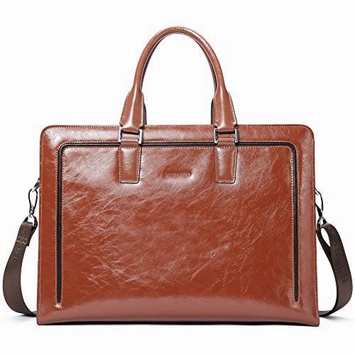 BOSTANTEN Women Genuine Leather Briefcase Tote Business Vintage Handbag 15.6" Laptop Shoulder Bag
