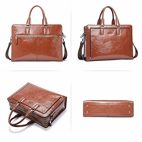 BOSTANTEN Women Genuine Leather Briefcase Tote Business Vintage Handbag 15.6" Laptop Shoulder Bag