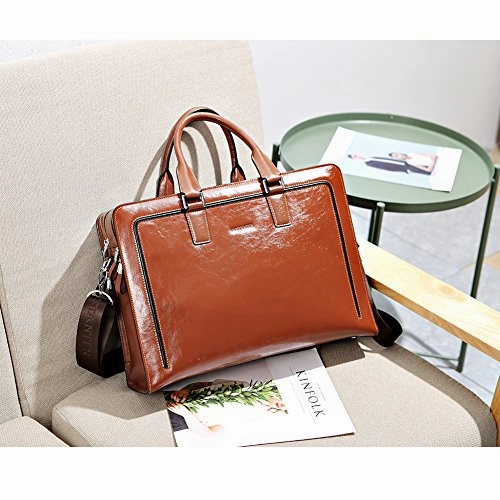 BOSTANTEN Women Genuine Leather Briefcase Tote Business Vintage Handbag 15.6" Laptop Shoulder Bag