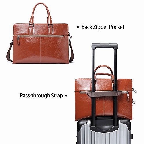 BOSTANTEN Women Genuine Leather Briefcase Tote Business Vintage Handbag 15.6" Laptop Shoulder Bag