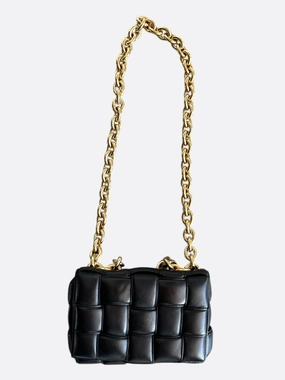 Bottega Veneta Black Intrecciato Chain Padded Cassette Bag