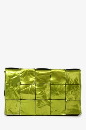 Bottega Veneta Green Metallic Leather Cassette Bag