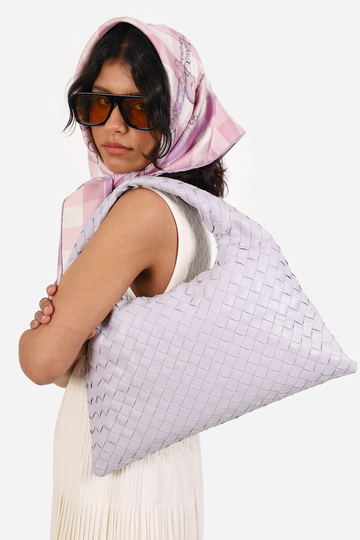 Bottega Veneta Lilac Purple Intrecciato Leather Hop Hobo Bag