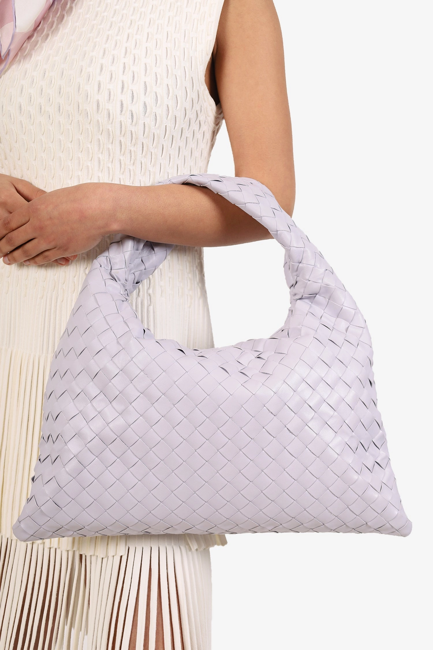 Bottega Veneta Lilac Purple Intrecciato Leather Hop Hobo Bag