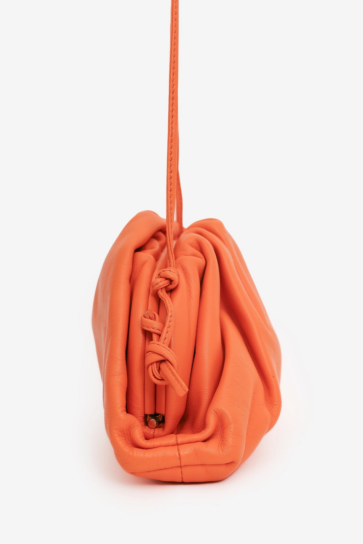 Bottega Veneta Orange Leather Mini Pouch Bag