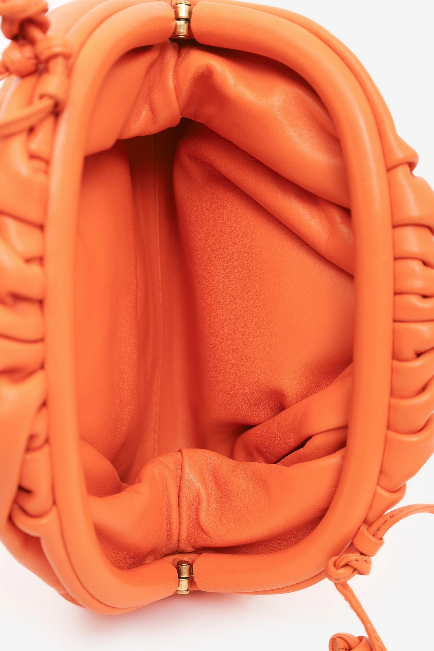 Bottega Veneta Orange Leather Mini Pouch Bag