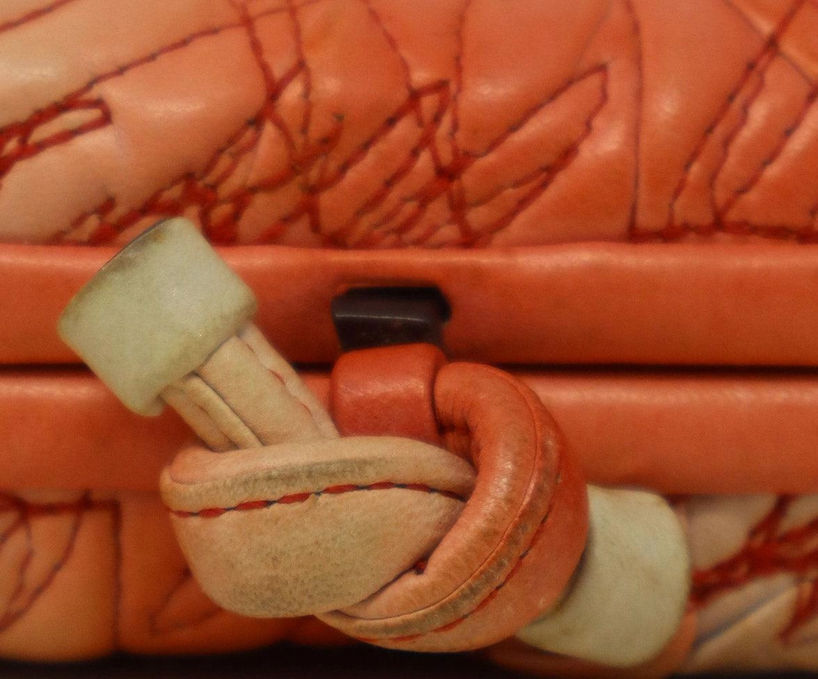Bottega Veneta Vintage White & Peach Leather Knot Clutch