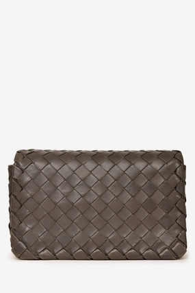 Bottega Venetta Grey Leather Intrecciato Flag bag