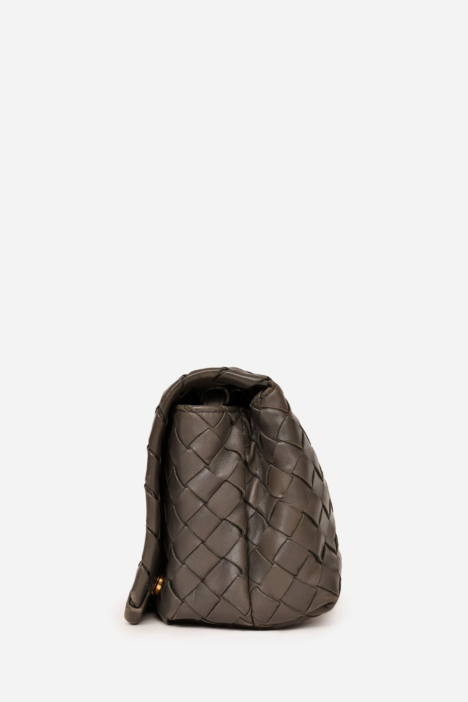 Bottega Venetta Grey Leather Intrecciato Flag bag