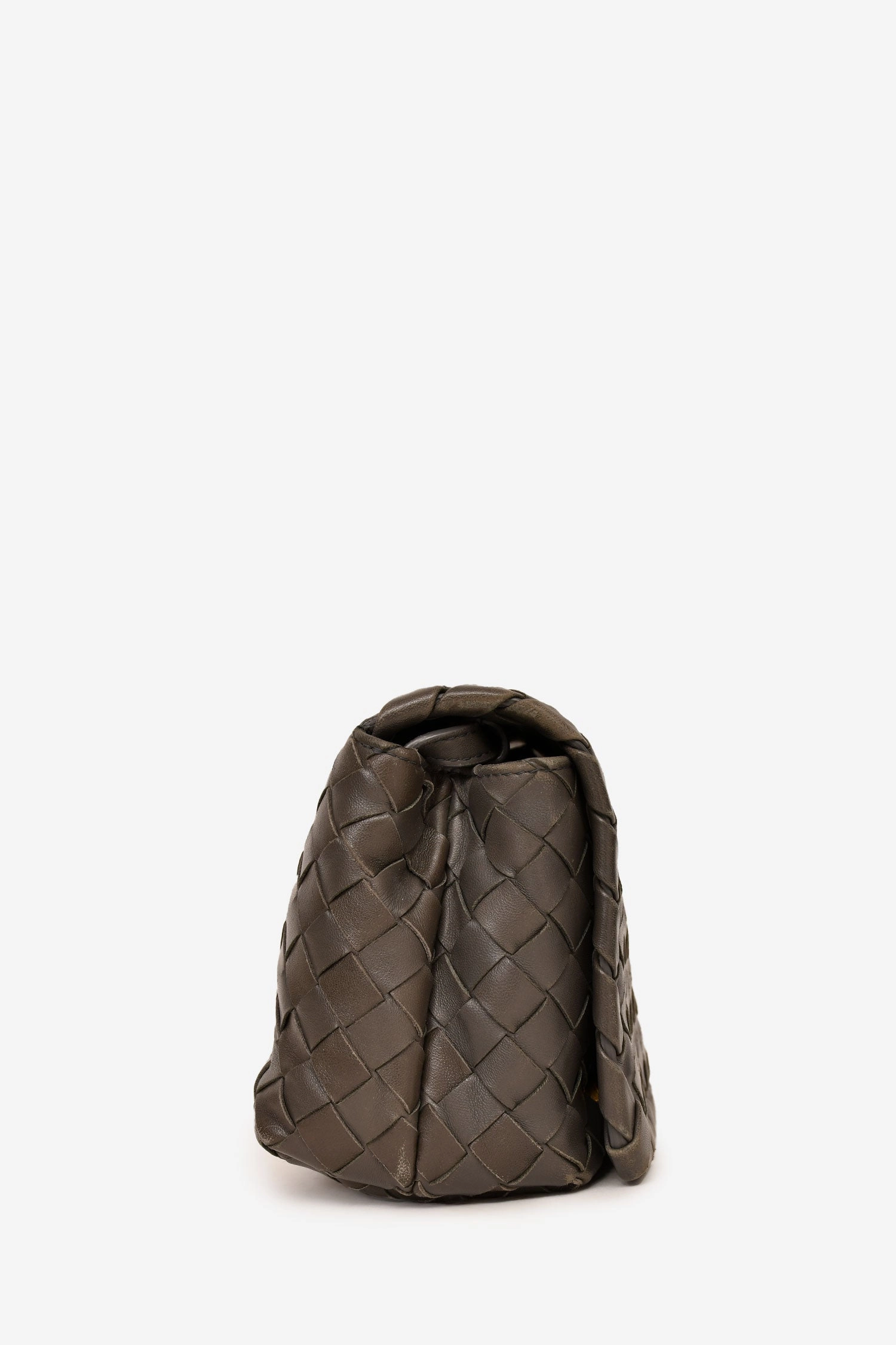 Bottega Venetta Grey Leather Intrecciato Flag bag