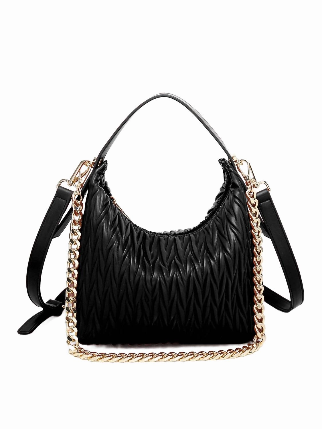 Brenna Matelasse Pattern Shoulder Bag In Black