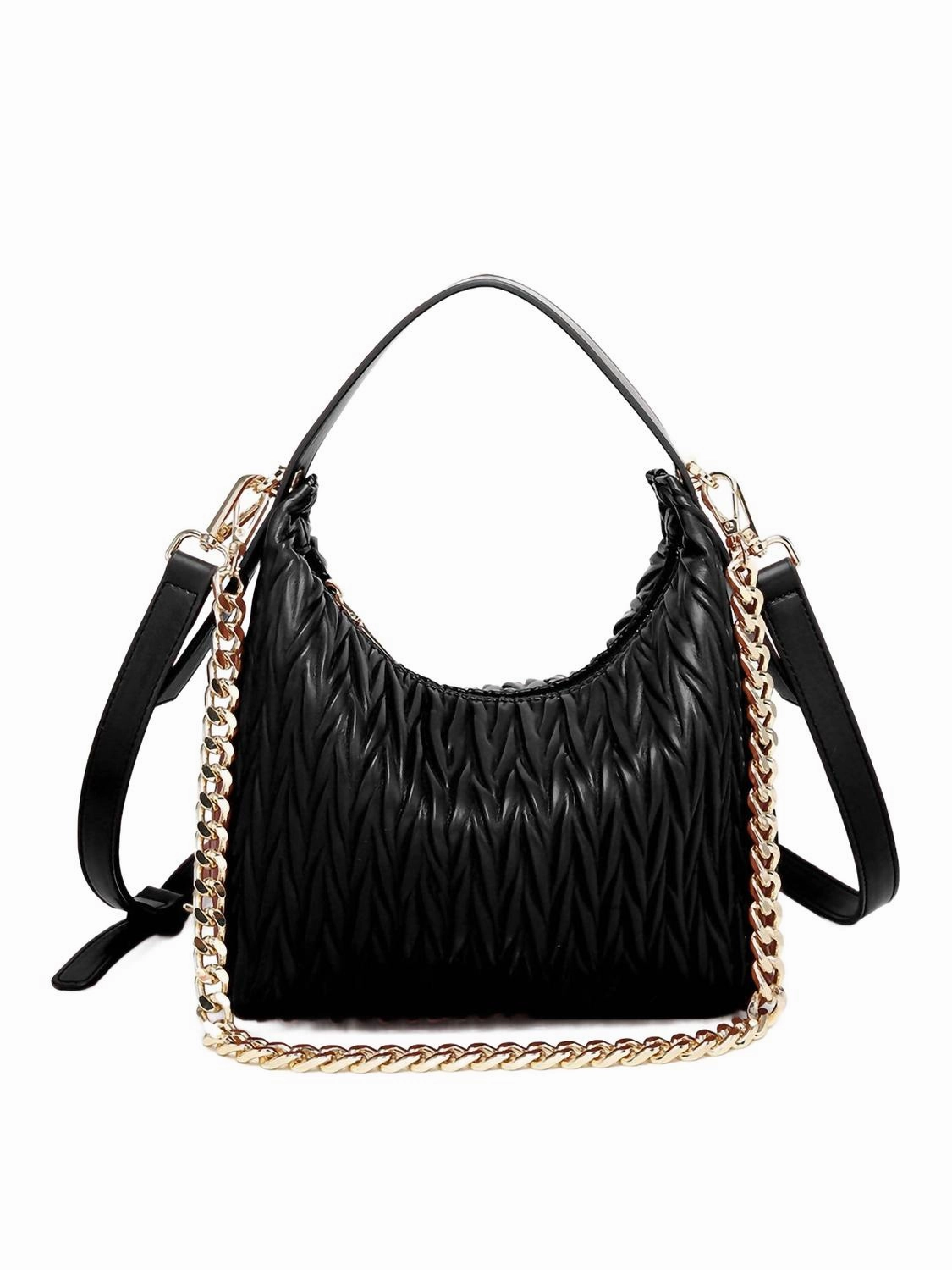 Brenna Matelasse Pattern Shoulder Bag In Black