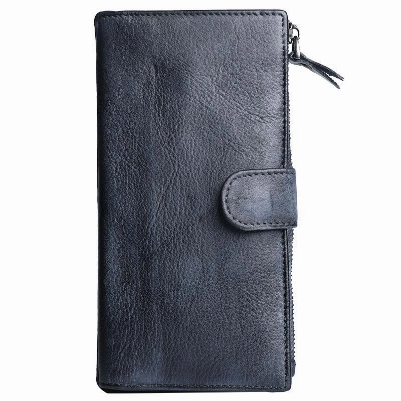 Brown Cool Leather Mens Long Wallet Phone Card Wallet Bifold Clutch Wallet for Men