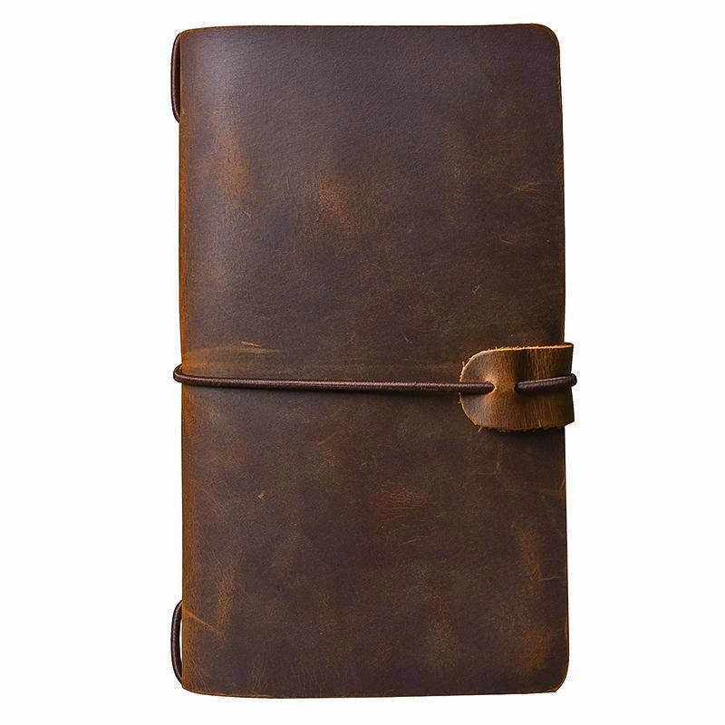 Brown Leather Mens Bifold Canvas Travel Clutch Bag Long Wallet For Men