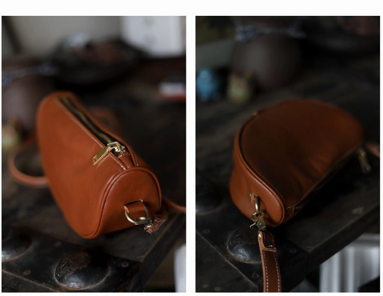 Brown LEATHER Saddle Side Bags WOMEN Contrast SHOULDER BAGs Small Crossbody Purse FOR WOMEN