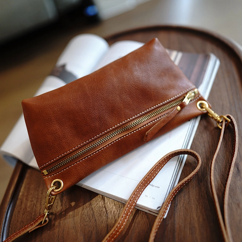 Brown Leather Small Shoulder Bag Trendy Women Brown Crossbody Purse for Women