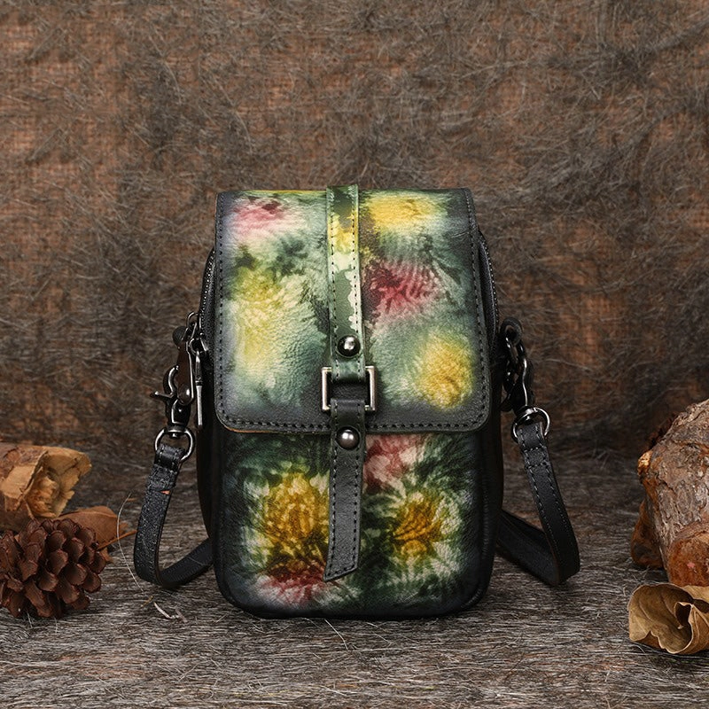 Brown Leather Womens VIntage Phone Shoulder Bag Small Side Bag Handmade Crossbody Purse for Ladies