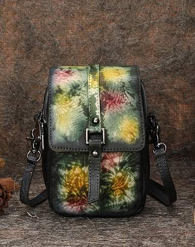 Brown Leather Womens VIntage Phone Shoulder Bag Small Side Bag Handmade Crossbody Purse for Ladies